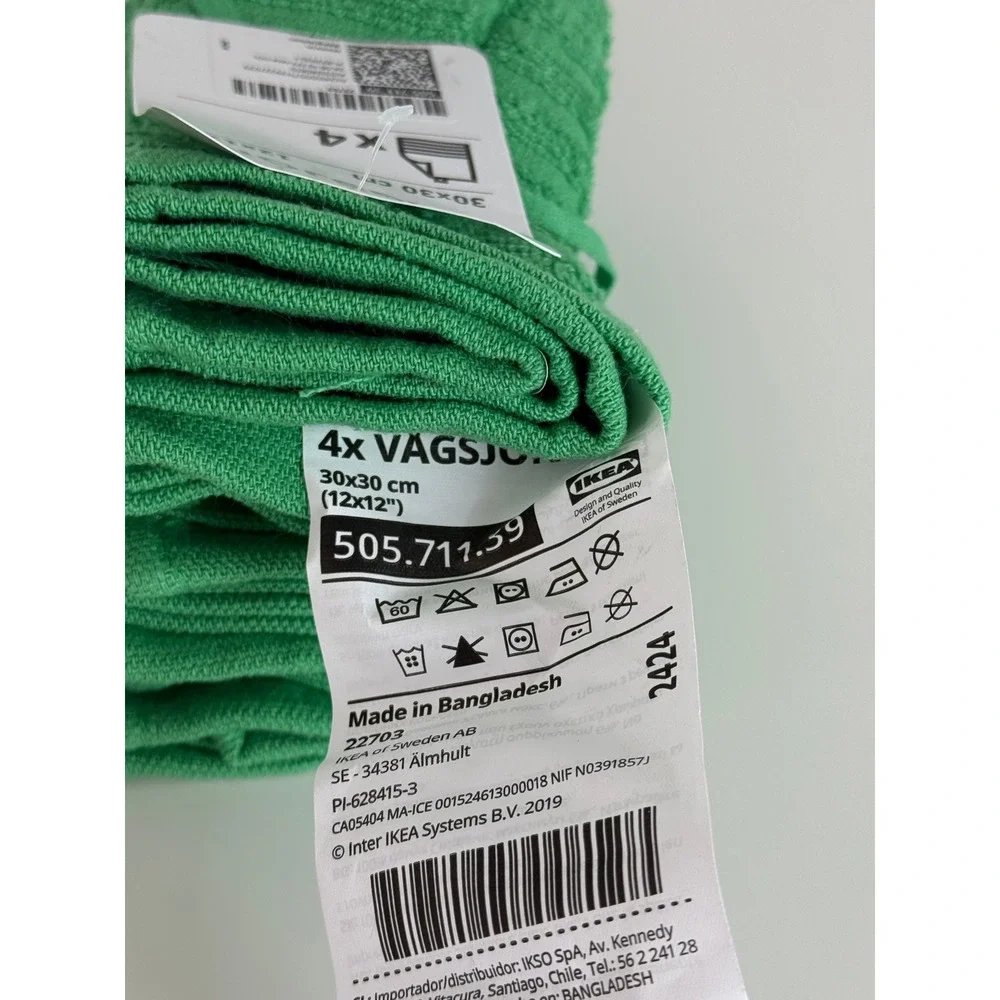 Lot of 8 IKEA Vagsjon Washcloths Towels Green 12